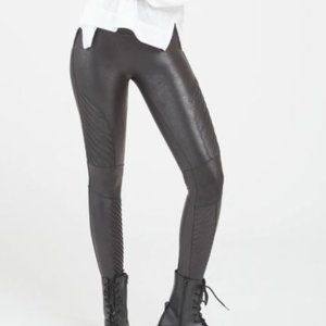 NEW Spanx Faux Leather Moto Leggings Black (L)